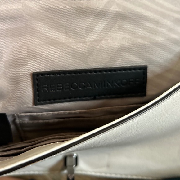 Rebecca Minkoff Love Crossbody Bag White Chevron Leather Silver Hardware - Picture 9 of 10